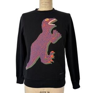 Paul Smith Dino Crewneck Sweatshirt Mens M Black Organic Cotton Dinosaur Graphic